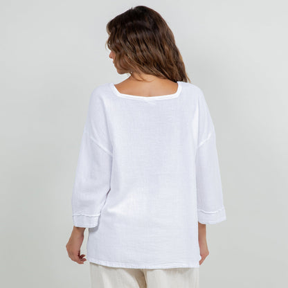 Elena Top 100% Cotton Gauze in Peach Pink view 16 - Elena Rybakina 100 Weeks Top 5