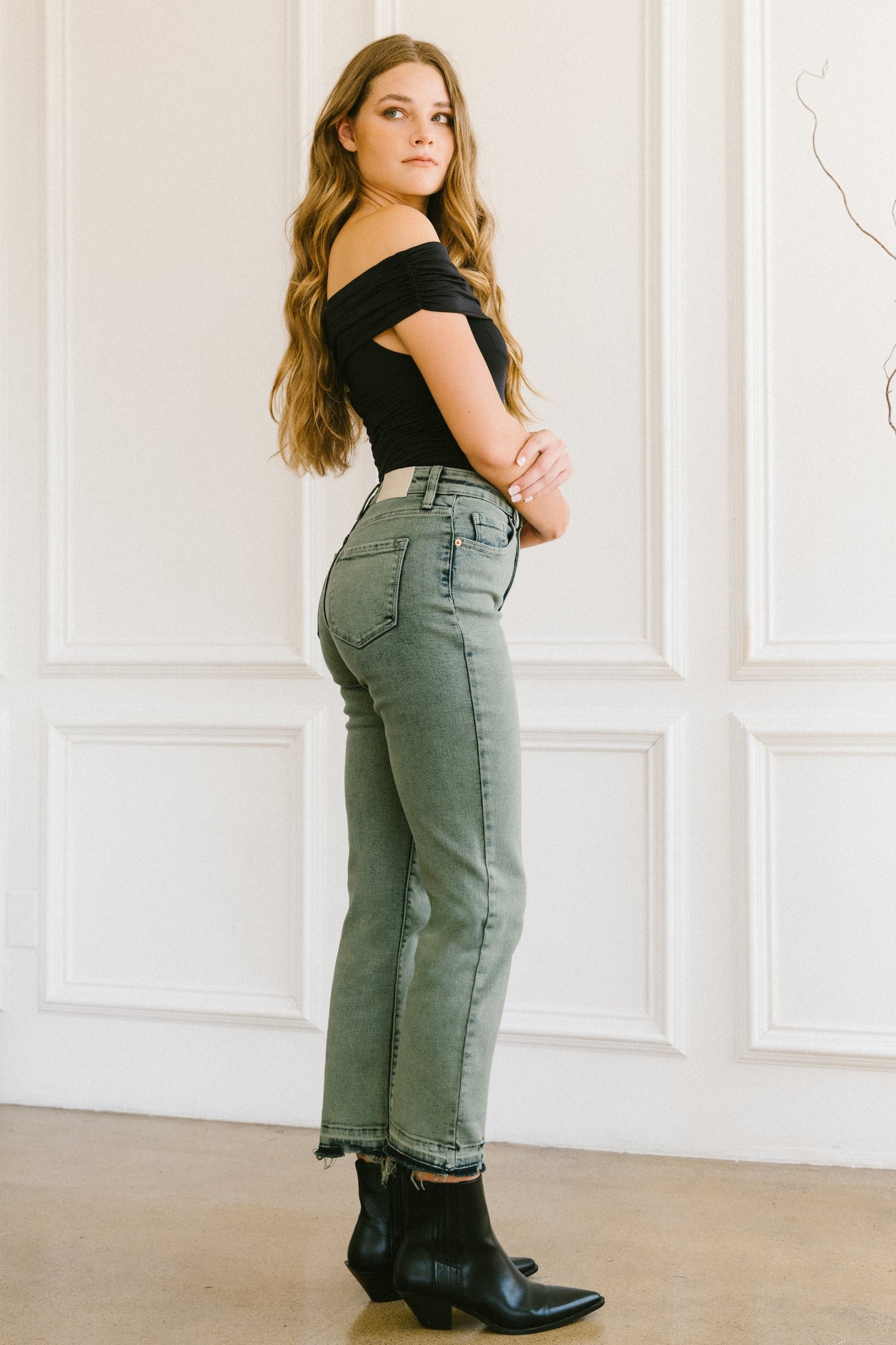 Elena Tummy Control High Rise Straight Jeans in 11 (29) view 6 - High-Waisted (bottom)