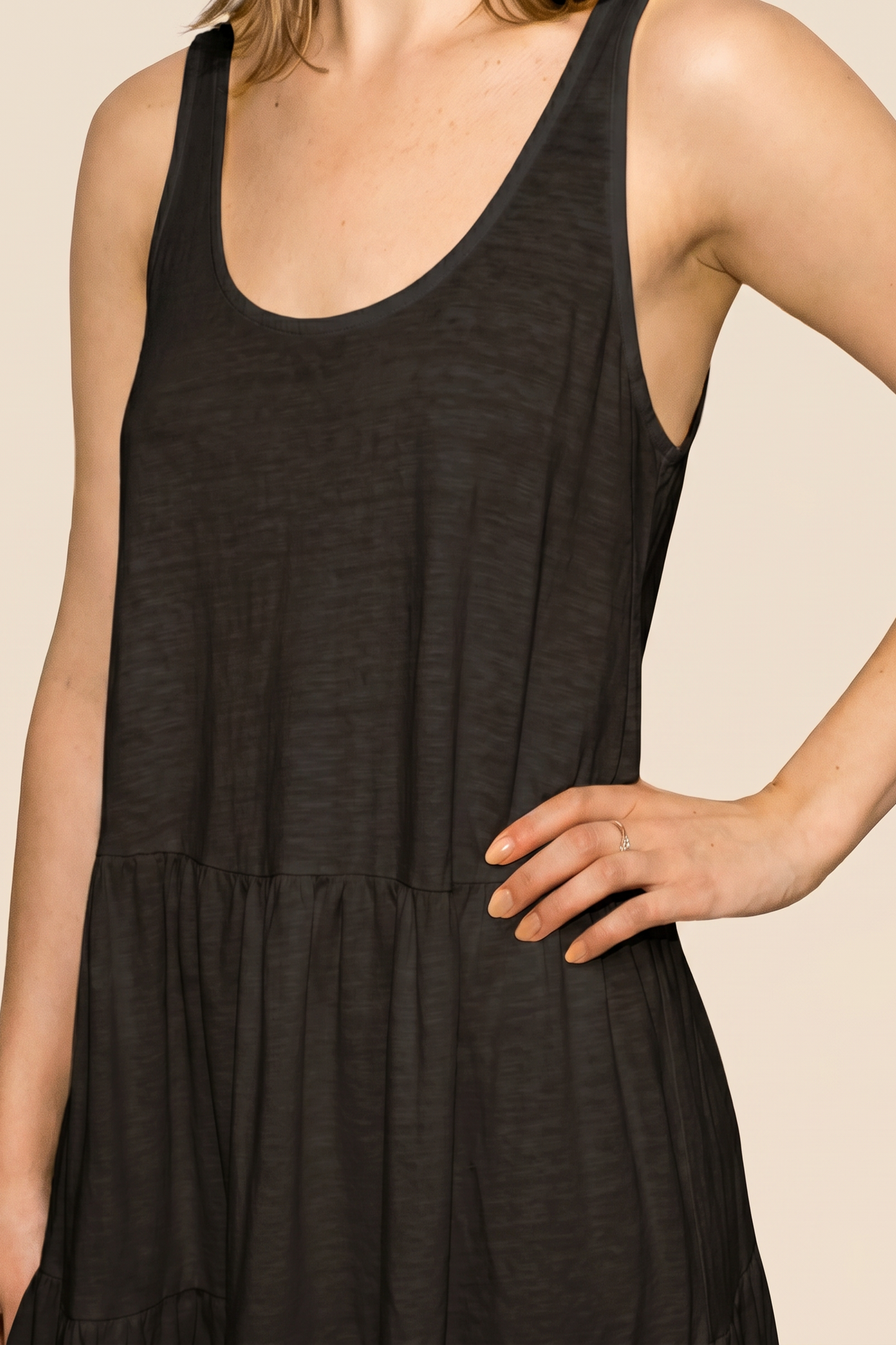 Eli Tiered Dress - Vintage Black in S view 2 - Black Dress