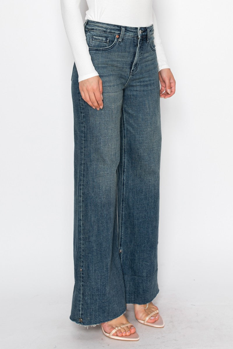 Elise Tummy Control High Rise Cuffed a Wide Leg Jeans in 13 (30) view 7 - High-Waisted (bottom)
