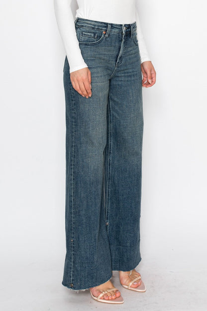 Elise Tummy Control High Rise Cuffed a Wide Leg Jeans in 13 (30) view 7 - High-Waisted (bottom)
