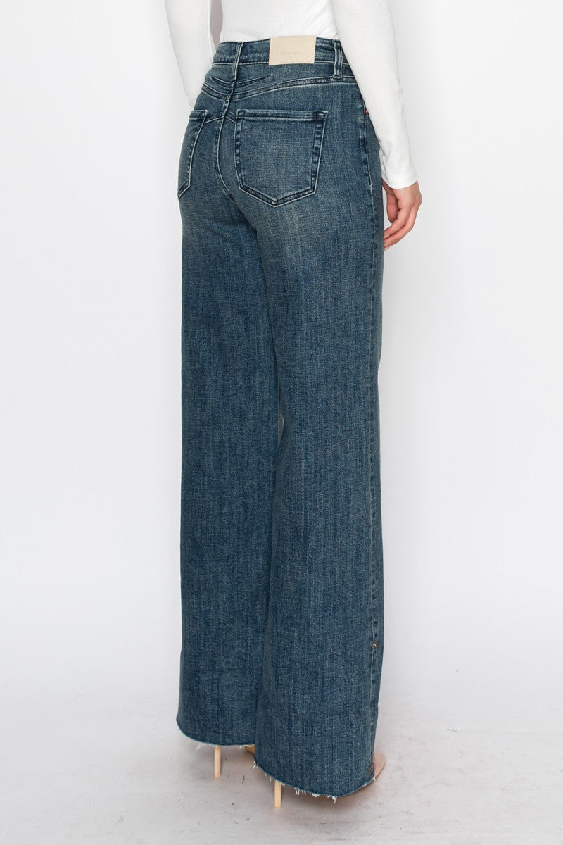 Elise Tummy Control High Rise Cuffed a Wide Leg Jeans in 15 (31) view 8 - High-Waisted (bottom)