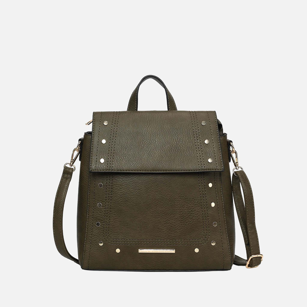 Elke Convertible Backpack Handbag in Olive view 8