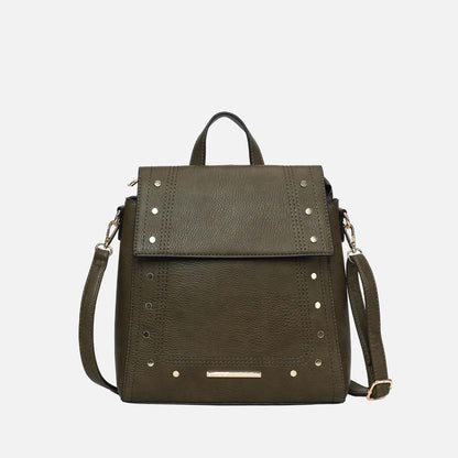 Elke Convertible Backpack Handbag in Olive view 8