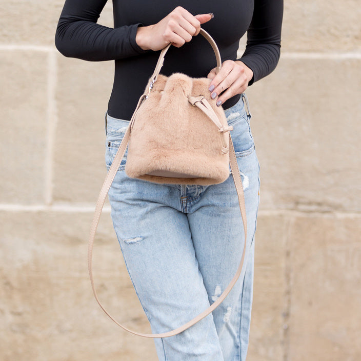 Elle Convertible Plush Top Handle Crossbody in Camel view 2 - Elle Soft Top Socks