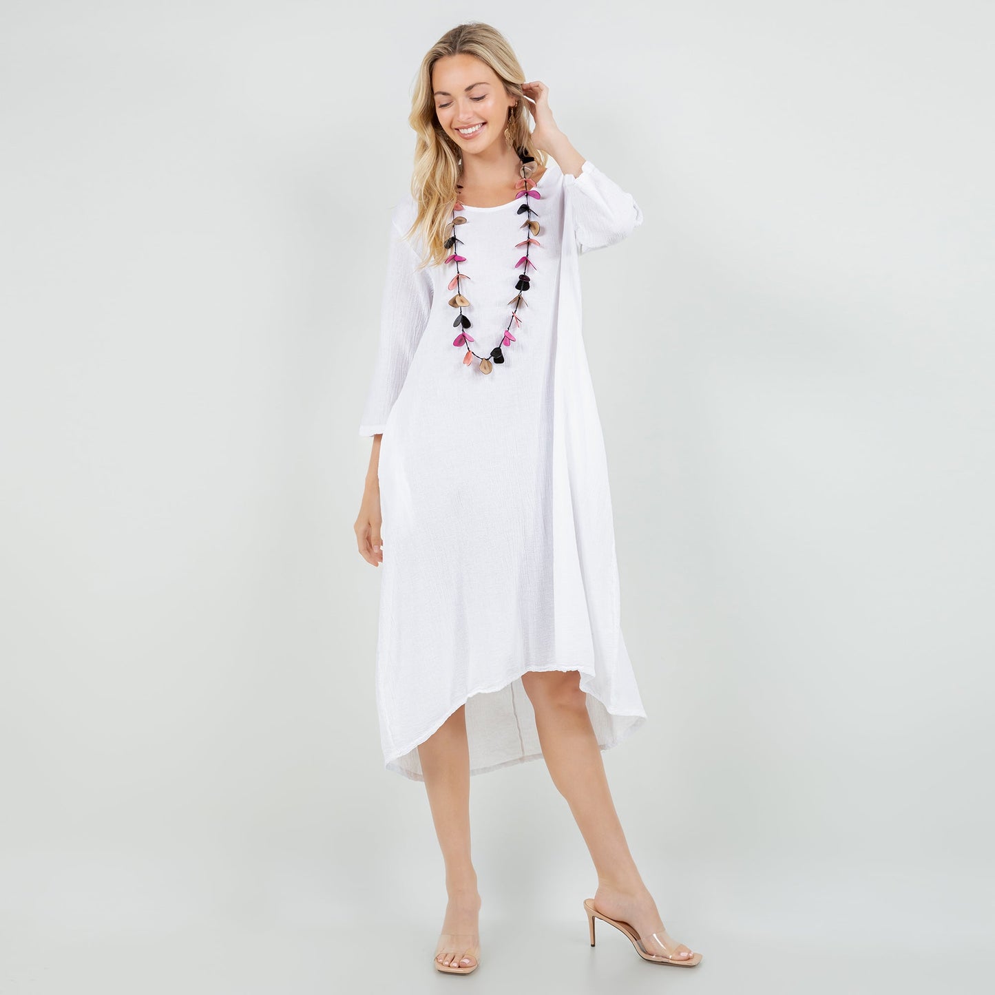 Ellen Our Hi-low Cotton Gauze Dress with Sleeves and Pockets in 0 (XS/S) view 3 - Pockets Dress