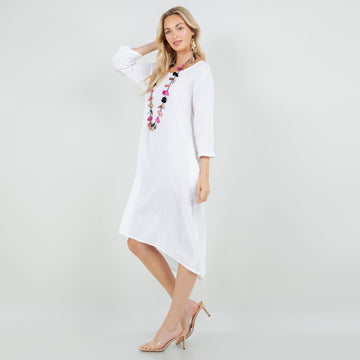 Ellen Our Hi-low Cotton Gauze Dress with Sleeves and Pockets - MeeeShop Women's Fashion