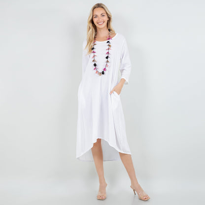 Ellen Our Hi-low Cotton Gauze Dress with Sleeves and Pockets - MeeeShop Women's Fashion