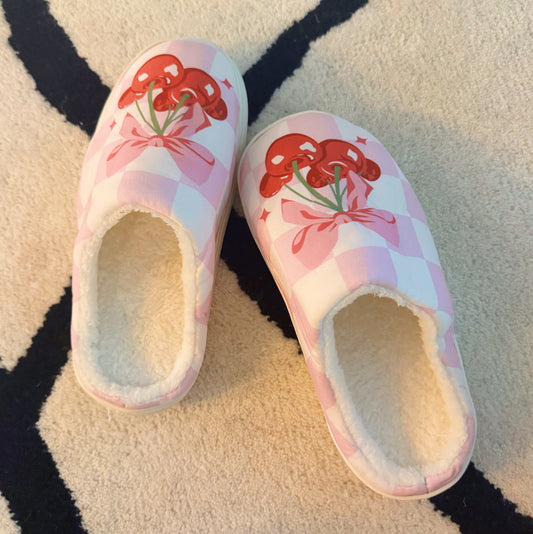 Ellisonyoung.com Cherry Bow Check Lounge Slippers - Sweet & Cozy in M/L view 2 - Sweet Cozy (piece)