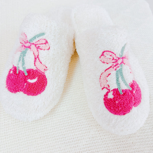 Ellisonyoung.com Cherry Bow Coziest Lounge Slippers in S/M - Cherry Bow Sandals (piece)