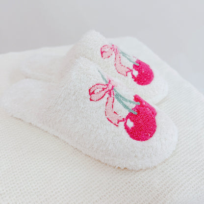 Ellisonyoung.com Cherry Bow Coziest Lounge Slippers in M/L view 2 - Cherry Bow Sandals (piece)