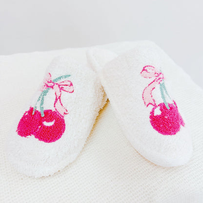 Ellisonyoung.com Cherry Bow Coziest Lounge Slippers in L/XL view 3 - Cherry Bow Sandals (piece)