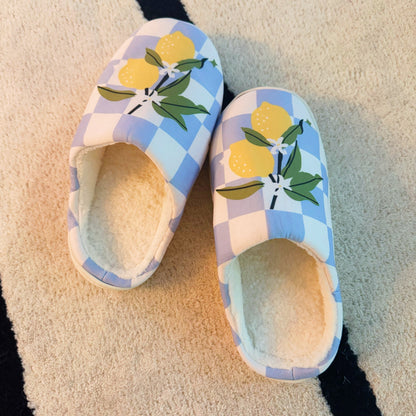 Ellisonyoung.com Lemon Drop Gingham Lounge Slippers - Sweet & Cozy view 4 - Lemon Drop Cottage (piece)