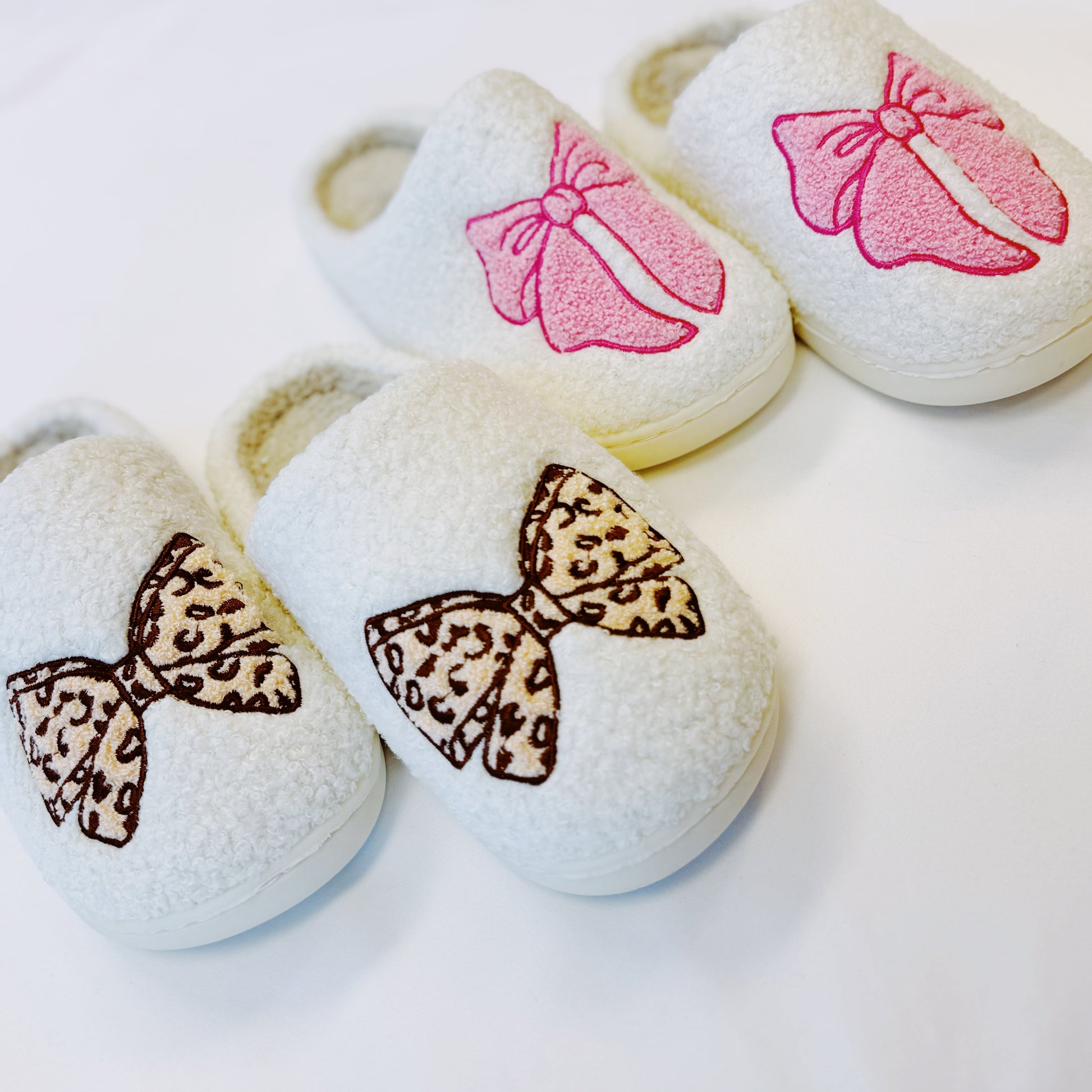 Ellisonyoung.com Pink Lounge Bow Cozy Slippers view 5 - Pink House Slippers (piece)