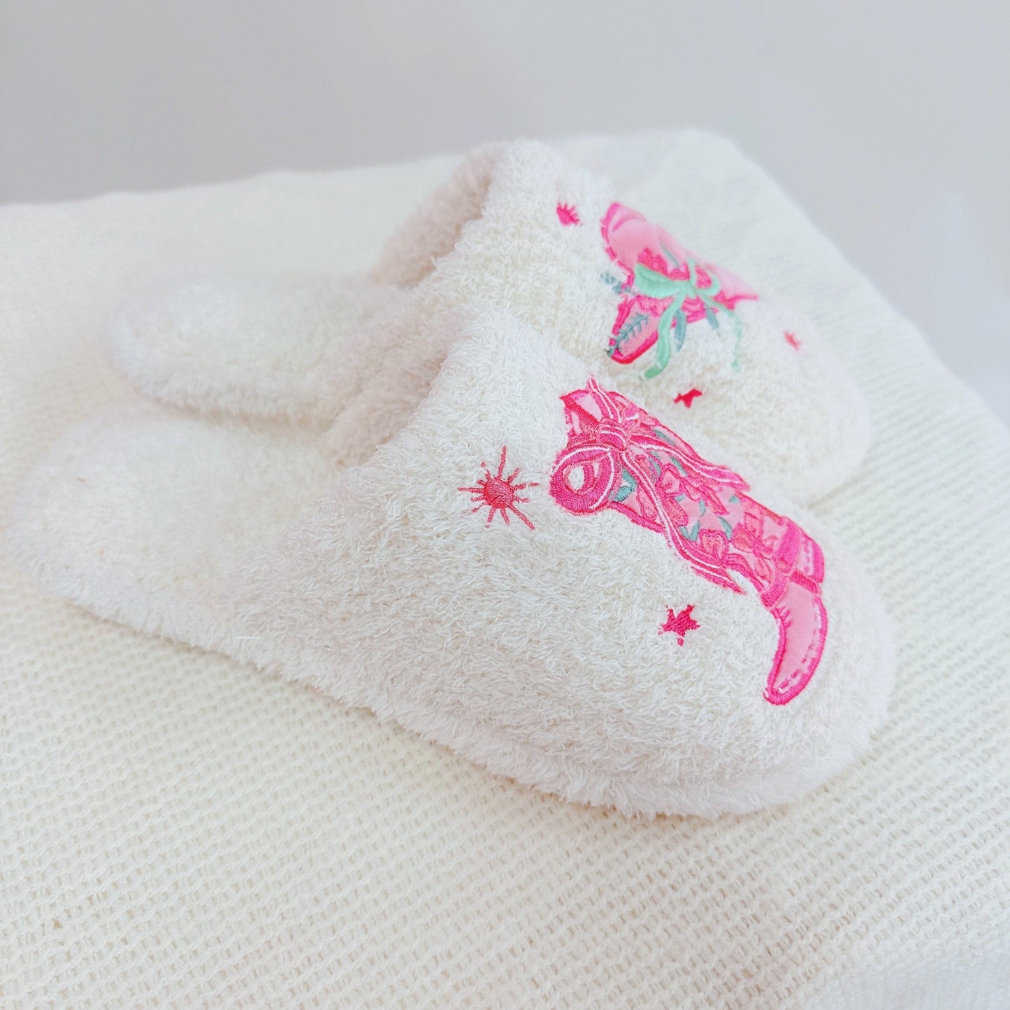 Ellisonyoung.com Western Whimsy Coziest Lounge Slippers in L/XL view 3 - Western Slippers Ladies (piece)