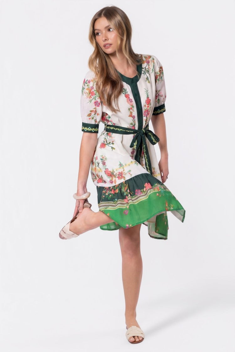 Elma Dress (ivory Green) L view 4 (dress) - green dress, ivory green dress - shop at us.meeeshop