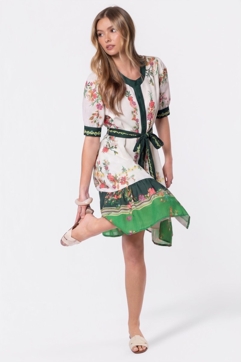 Elma Dress (ivory Green) L view 4 (dress) - green dress, ivory green dress - shop at us.meeeshop