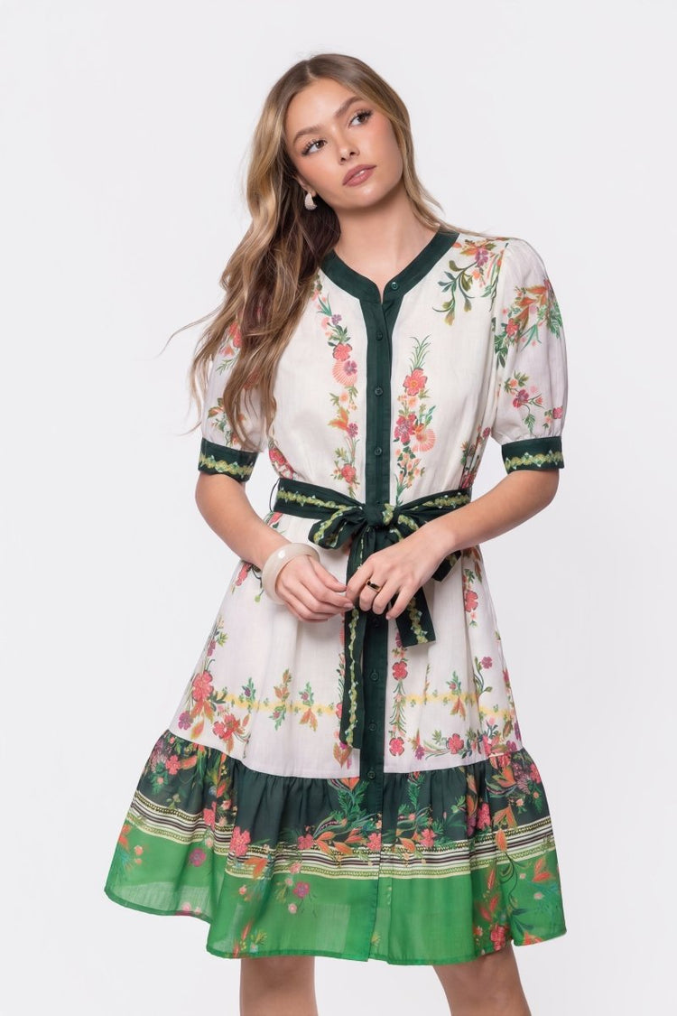 Elma Dress (ivory Green) M view 3 (dress) - green dress, ivory green dress - shop at us.meeeshop