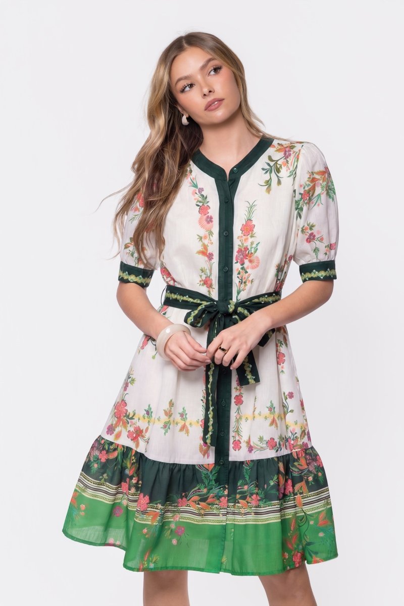 Elma Dress (ivory Green) M view 3 (dress) - green dress, ivory green dress - shop at us.meeeshop