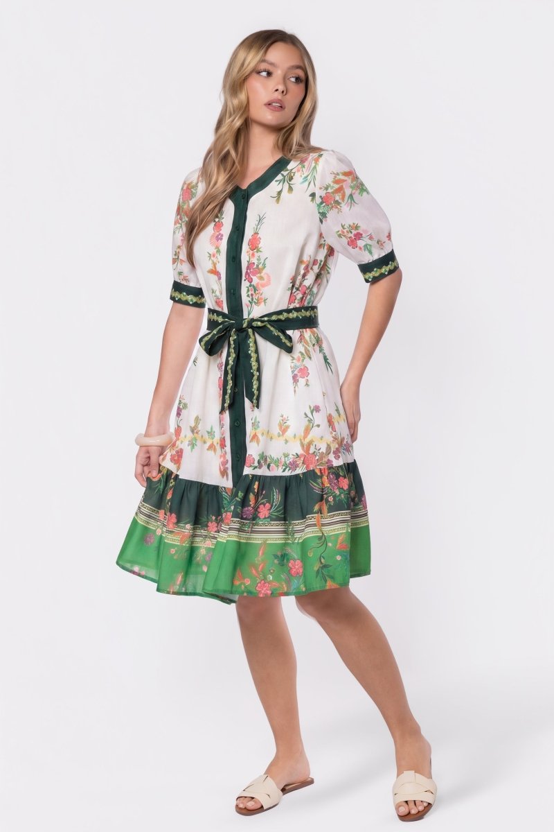 Elma Dress (ivory Green) S view 2 (dress) - green dress, ivory green dress - shop at us.meeeshop
