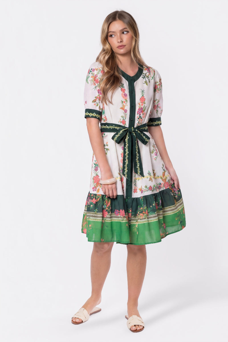 Elma Dress (ivory Green) XS (dress) - green dress, ivory green dress - shop at us.meeeshop