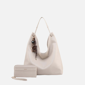 Eloa Hobo Bag with Wallet in Black - Elongated Hobo Bag