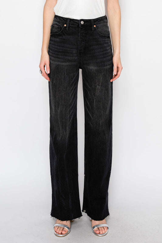 Elodie Tummy Control Inseam Transform High Rise A-line Wide Jeans in 3 (25) - High-Waisted (bottom)