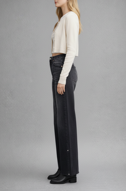Elodie Tummy Control Inseam Transform High Rise A-line Wide Jeans in 11 (29) view 5 - High-Waisted (bottom)