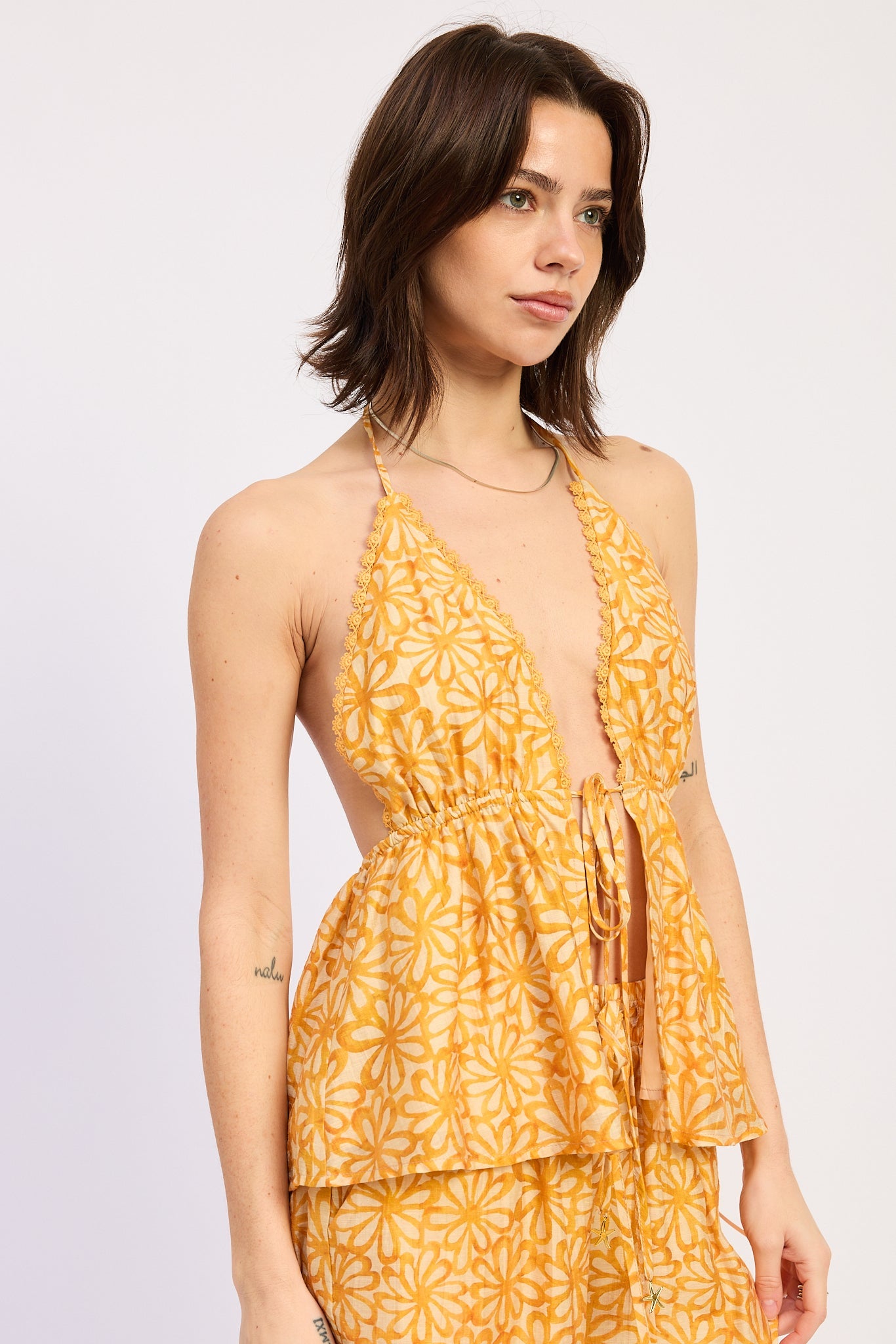 Elowen Halter Top in Tangerine view 2