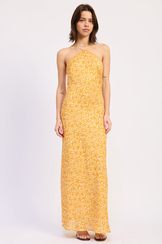 Elowen Midi Dress in Tangerine - Elowen Floral Applique Midi Dress In White