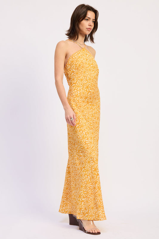 Elowen Midi Dress in Tangerine view 2 - Elowen Floral Applique Midi Dress In White