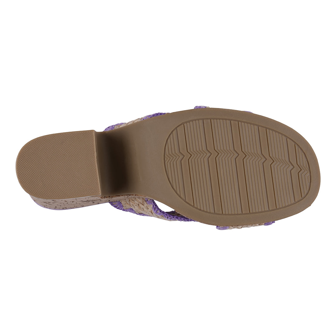 Elsa Lilac Woven Cross Strap Wooden Platform Heeled Sandals Lilac view 3 (shoe) - heeled sandals, platf - shop at us.meeeshop