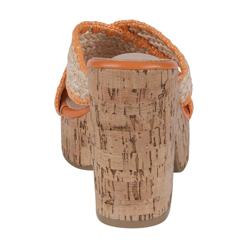 Elsa Orange Woven Cross Strap Wooden Platform Heeled Sandals Orange view 2 (shoe) - heeled sandals, pla - shop at us.meeeshop