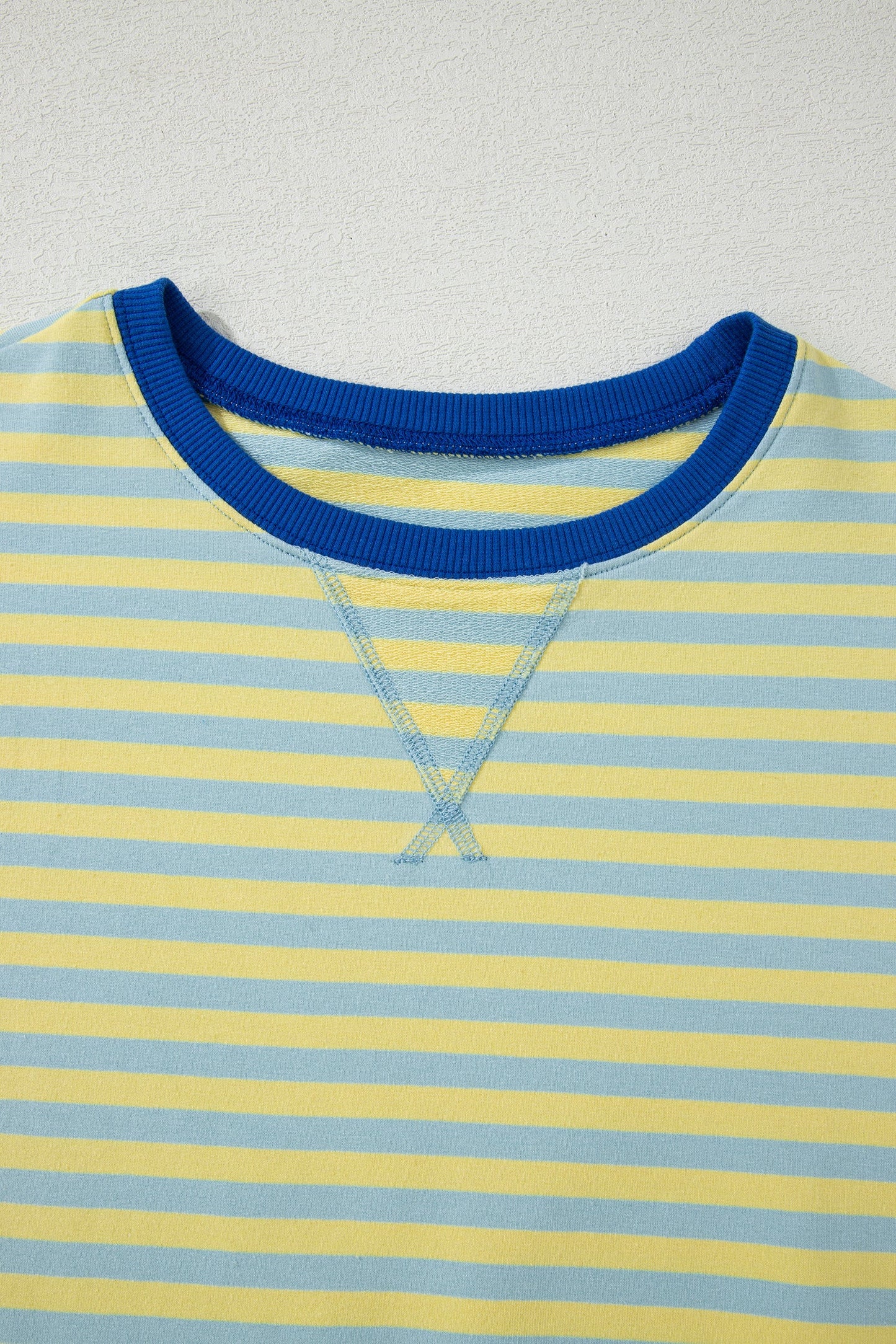 Elsa Stripe Drop Shoulder Boxy Casual Terry Short Set - Yellow Yellow Stripe view 3 (bottom) - shop at us.meeeshop