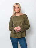 Embroidered Scoop Neck Top Olive (top) - embroidered scoop neck top, embroidered scoop neck dress, embr - shop at us.meeeshop