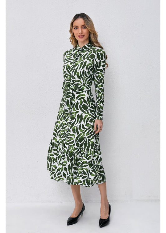 Emerald Breeze Midi Dress in XS