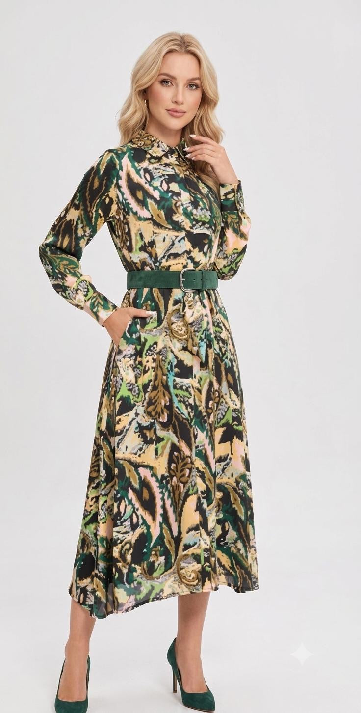 Emerald Mirage Midi Dress in S view 2 - Emerald Wear In Which Metal