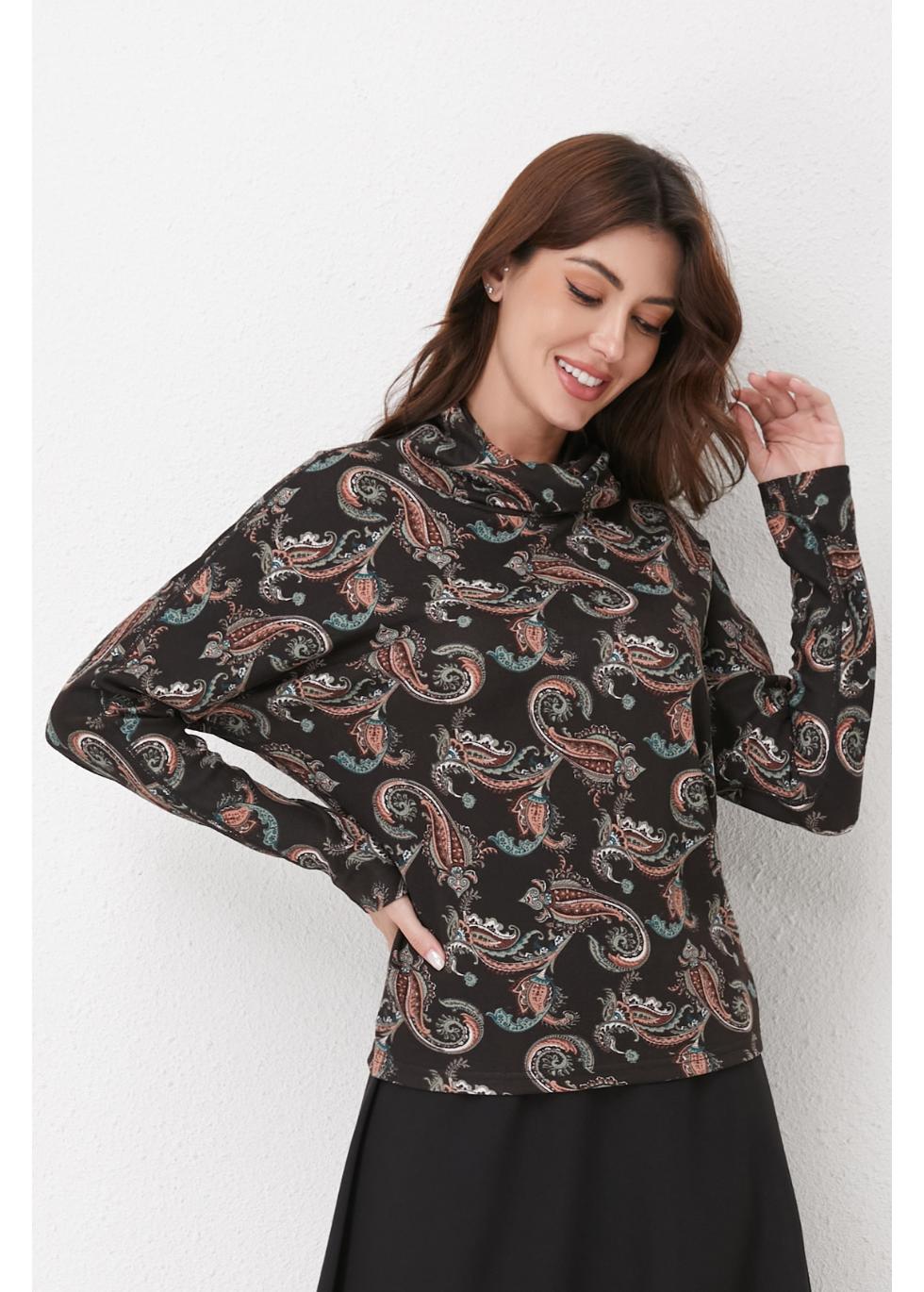 Emerald Paisley Knit Top in M view 3 - Fall Wardrobe Essential