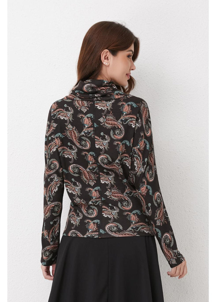 Emerald Paisley Knit Top S view 2 (top) - knit top, paisley knit top - shop at us.meeeshop