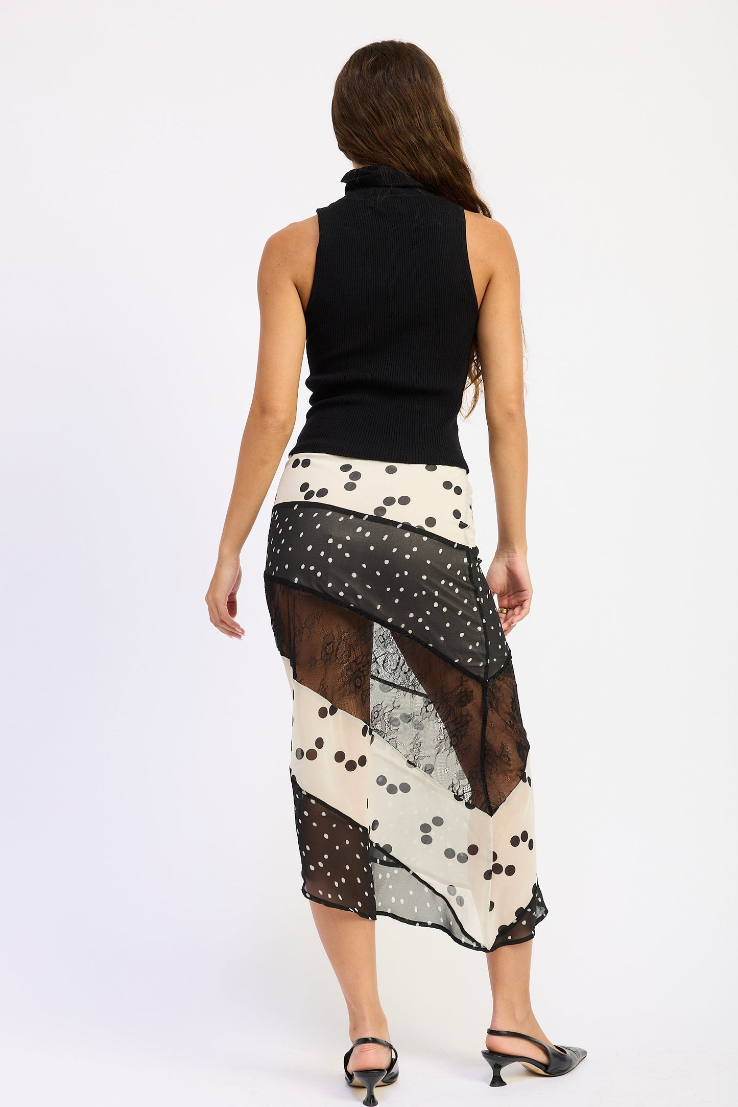 Emory Park Abby Maxi Skirt in Black Ivory Polka Dot view 3 - Abby Maxi Dress