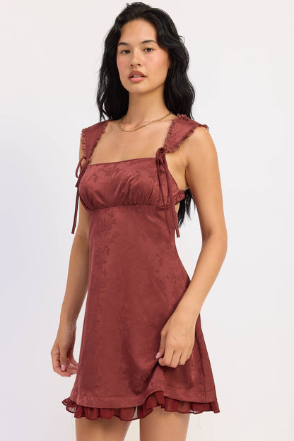 Emory Park Alaira Mini Dress in Maroon view 2 - Alaria Mini Dress