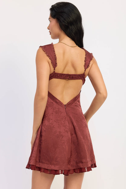 Emory Park Alaira Mini Dress in Maroon view 3 - Alaria Mini Dress