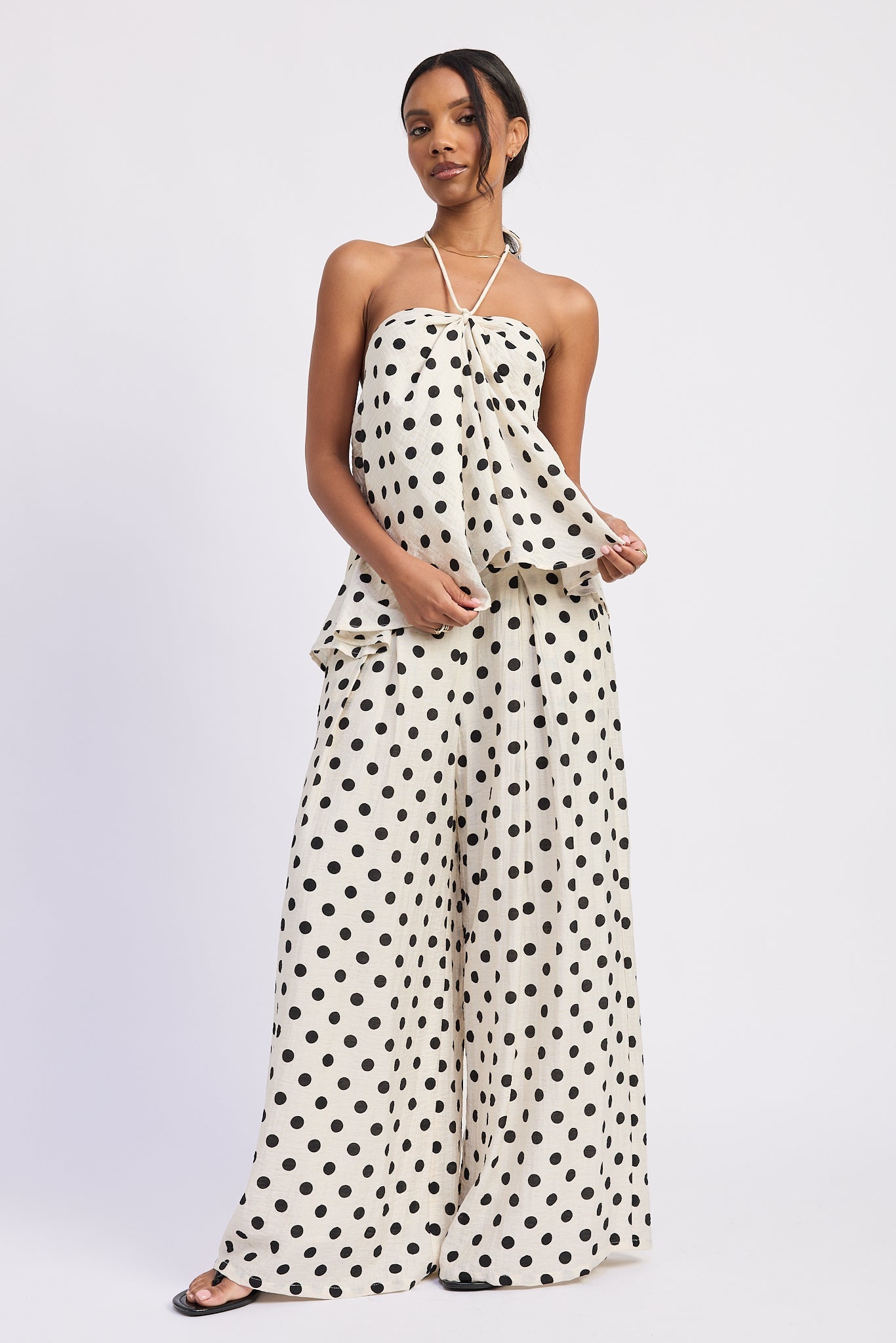 Emory Park Alice Halter Top in Black Polka Dot view 4 - Alice Crop Top