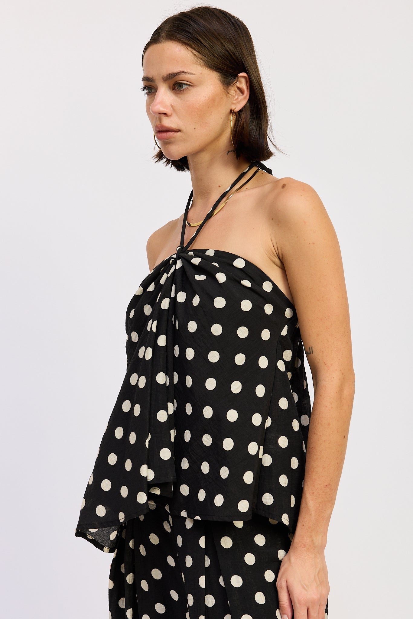 Emory Park Alice Halter Top in Black Polka Dot view 6 - Alice Crop Top