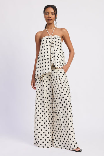 Emory Park Alice Wide Leg Pants in Ivory Polka Dot - Alice Olivia Wide Pants (bottom)