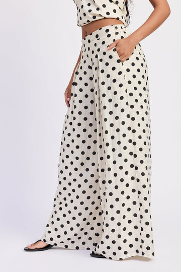 Emory Park Alice Wide Leg Pants in Ivory Polka Dot view 2 - Alice Olivia Wide Pants (bottom)