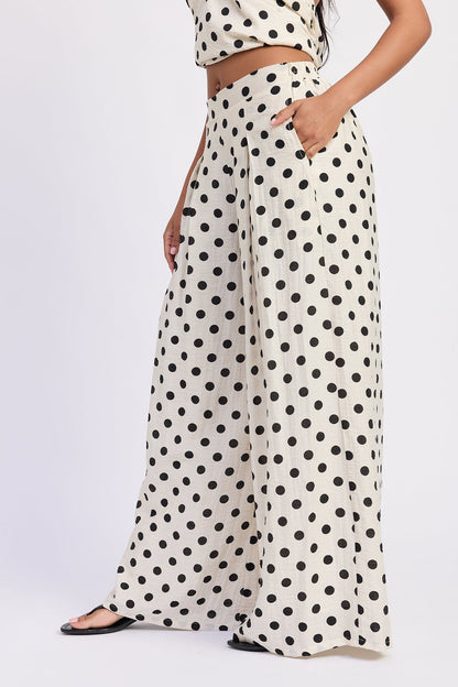 Emory Park Alice Wide Leg Pants in Ivory Polka Dot view 2 - Alice Olivia Wide Pants (bottom)