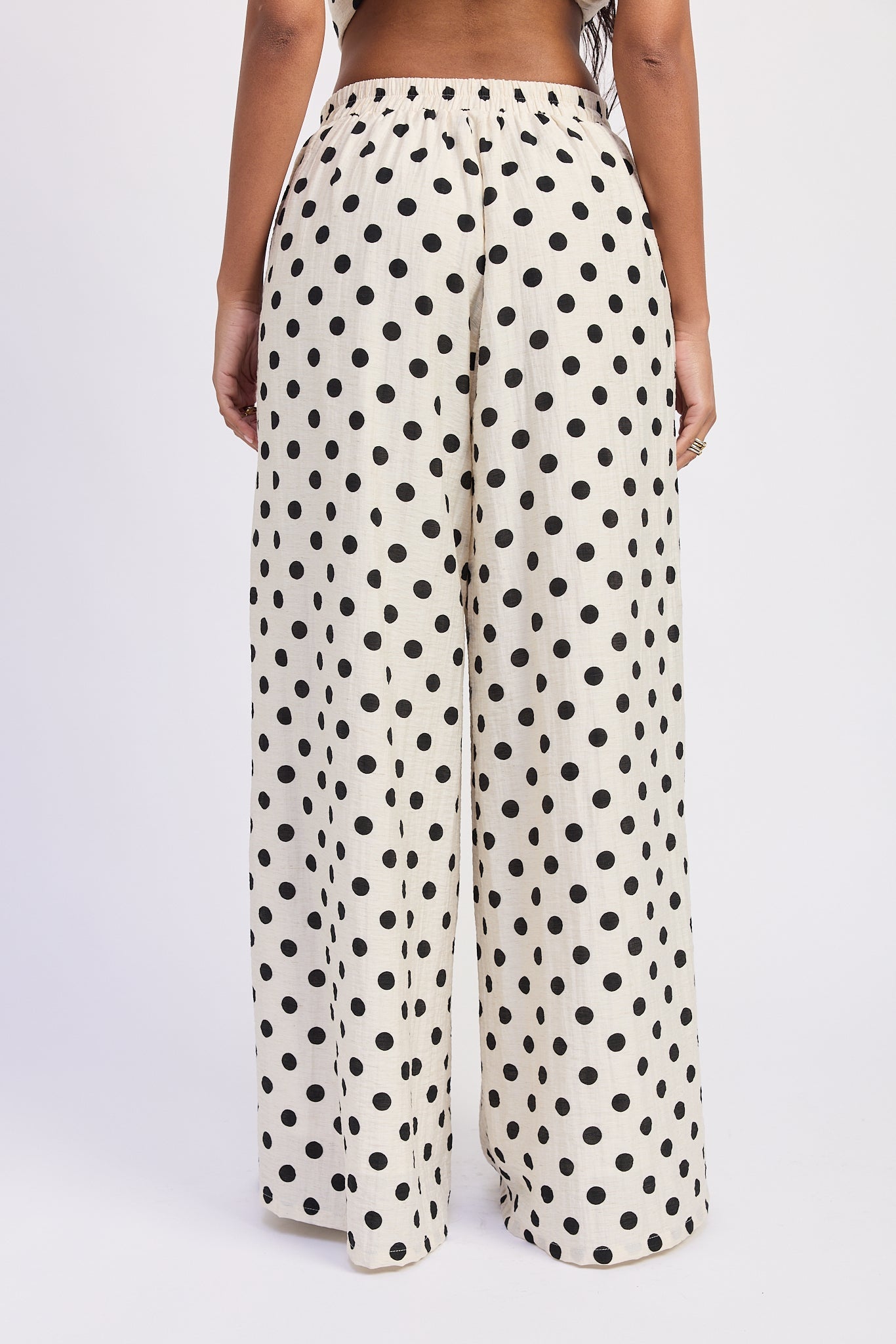 Emory Park Alice Wide Leg Pants in Ivory Polka Dot view 3 - Alice Olivia Wide Pants (bottom)