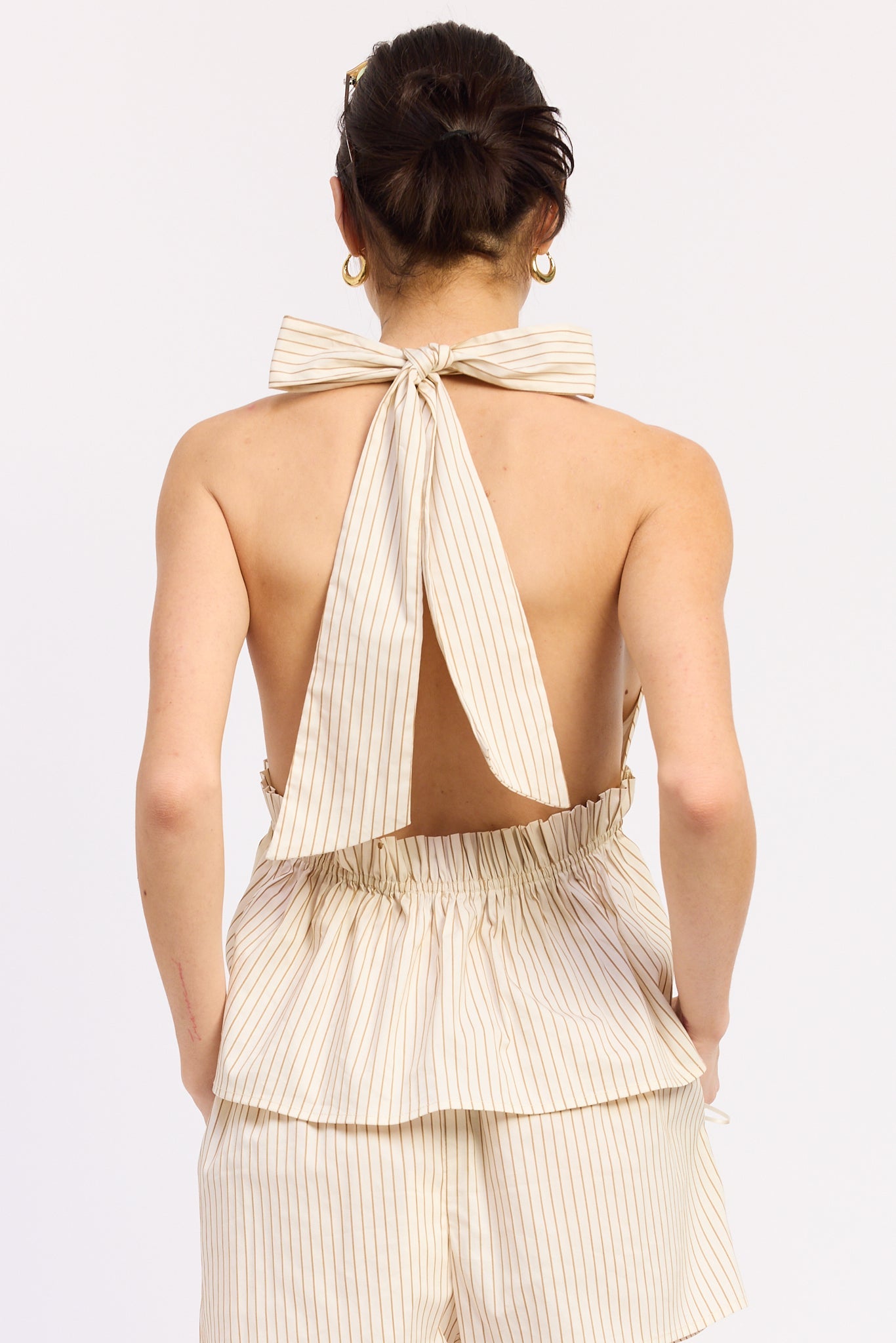 Emory Park Alivia Halter Top in Cream Mocha Stripe view 3 - Olivia Halter Top