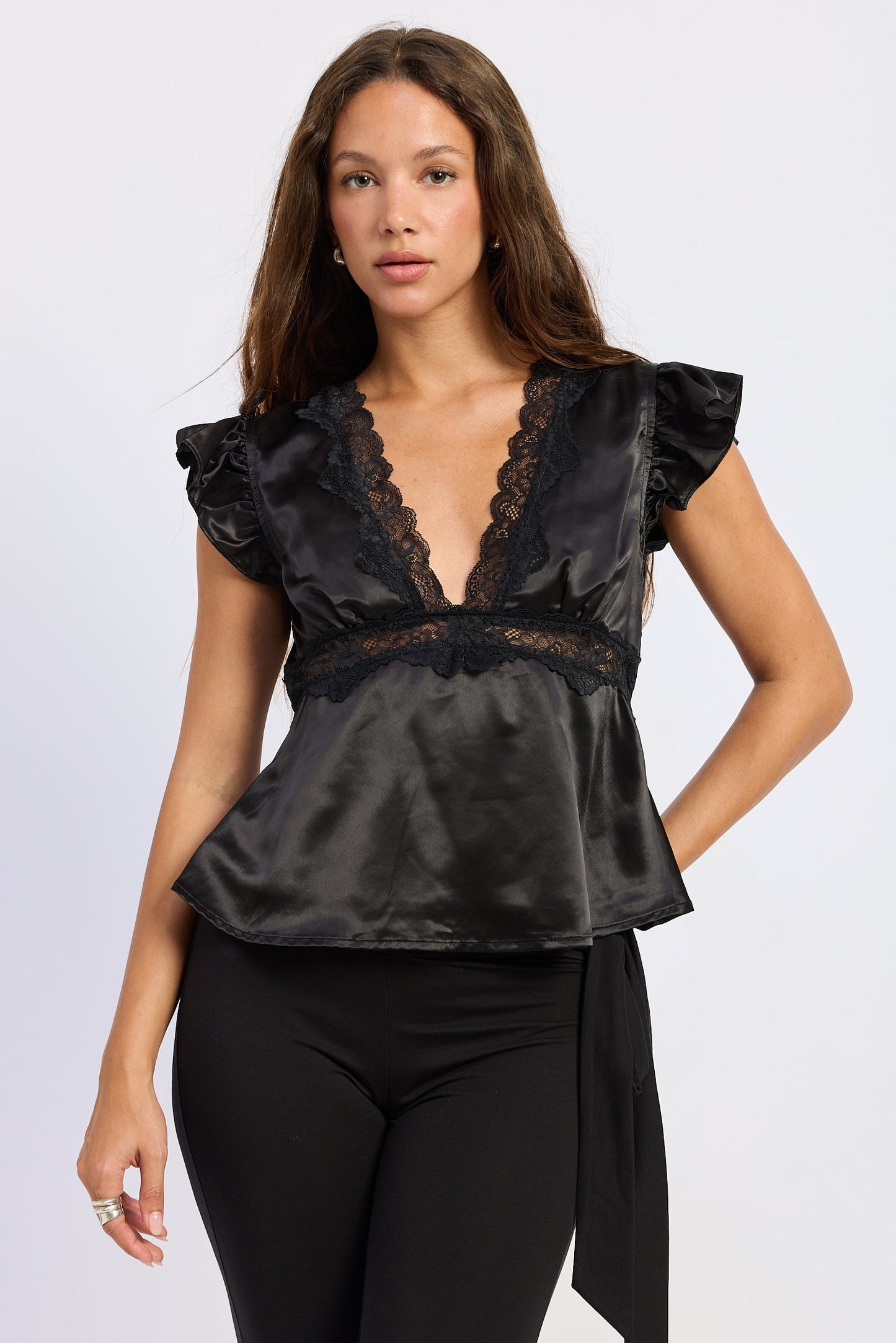 Emory Park Aliza Satin Top in Black